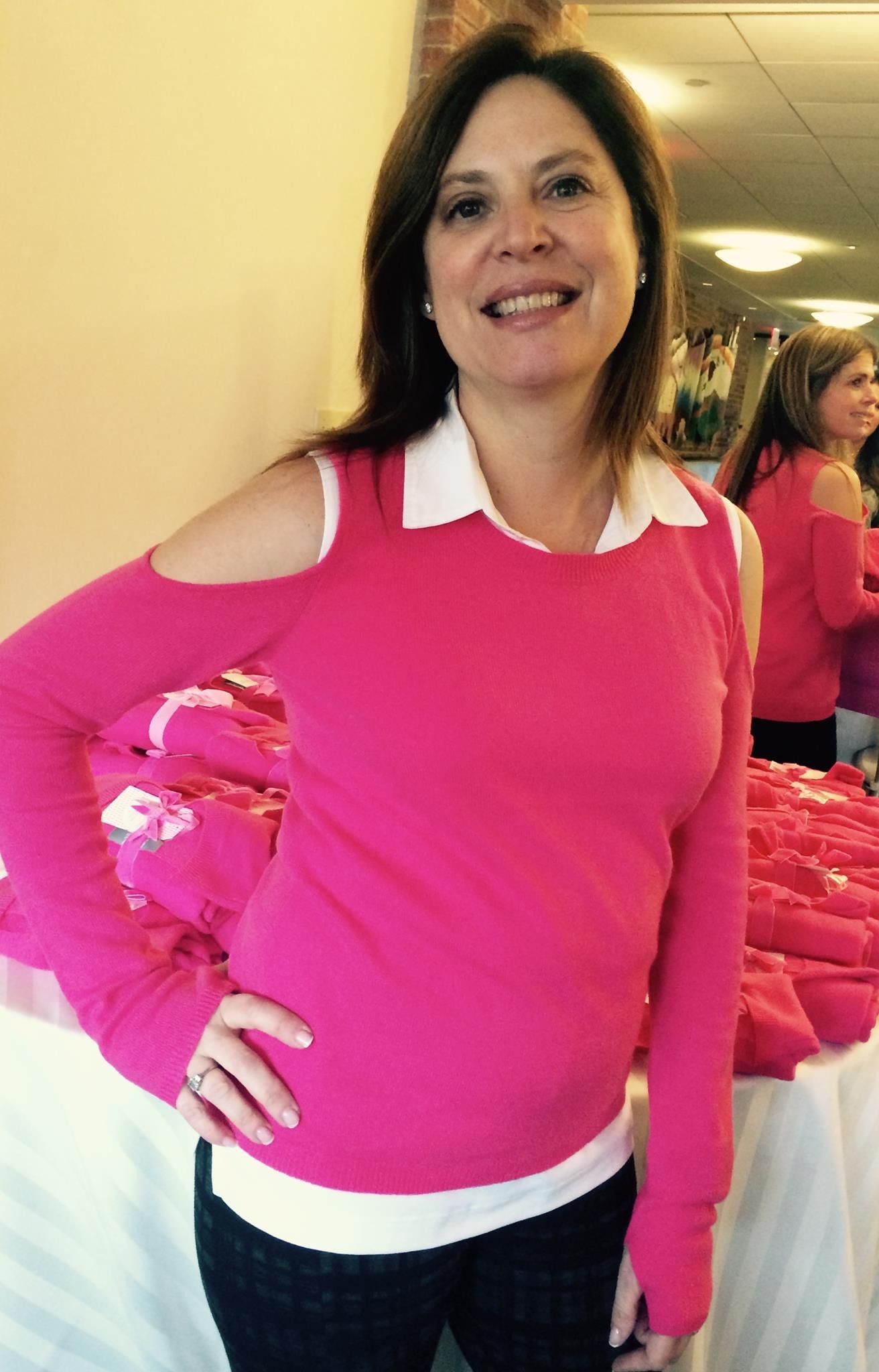 Diane Modeling our frist sweater